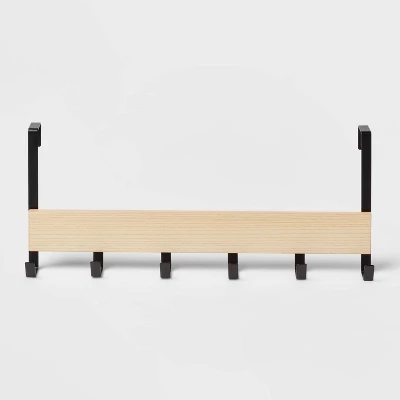 Large Over The Door Hook With Wood 6 Hooks - Brightroom™ 6 Large Over The Door Hook With Wood 6 Hooks - Brightroom™ - Image 4