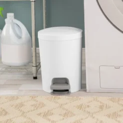 1.6gal Round Step Trash Can - Brightroom™: Compact Pedal-Operated Lid, Small Bathroom Bin, Textured White Finish 15 1.6gal Round Step Trash Can - Brightroom™: Compact Pedal-Operated Lid, Small Bathroom Bin, Textured White Finish -Brightroom GUEST 6f979a69 a398 4b73 b4bc a8b6b2d574d1