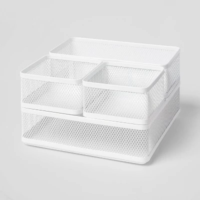 Mesh Desk Organizer White - Brightroom™: Steel Office Supplies Holder, Desk Drawer Organizer, 8"x8"x4.5" 5 Mesh Desk Organizer White - Brightroom™: Steel Office Supplies Holder, Desk Drawer Organizer, 8"x8"x4.5" - Image 3