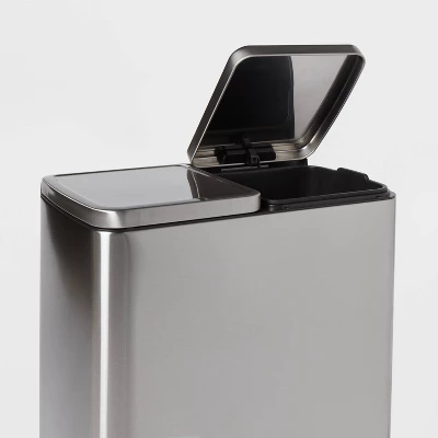 60L Stainless Steel Step Trash And Recycle Can - Brightroom™ 3 60L Stainless Steel Step Trash And Recycle Can - Brightroom™ - Image 2