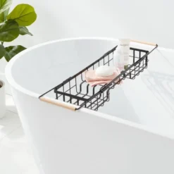 Metal Bathtub Caddy With Wood Handles - Brightroomâ„¢