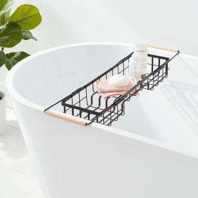 Metal Bathtub Caddy With Wood Handles - Brightroom™ 3 Metal Bathtub Caddy With Wood Handles - Brightroom™