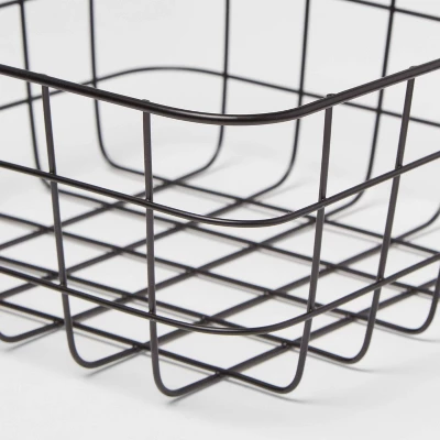 Small Wire Basket Black - Brightroom: Carbon Steel Storage, Square Decorative, 9.11" W X 6.1" D X 4" H 4 Small Wire Basket Black - Brightroom: Carbon Steel Storage, Square Decorative, 9.11" W X 6.1" D X 4" H - Image 2