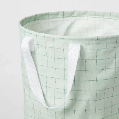 Scrunchable Round Laundry Hamper Green Stitch Grid - Brightroom™ 4 Scrunchable Round Laundry Hamper Green Stitch Grid - Brightroom™ - Image 2