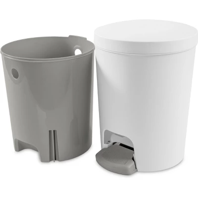 1.6gal Round Step Trash Can - Brightroom™: Compact Pedal-Operated Lid, Small Bathroom Bin, Textured White Finish 10 1.6gal Round Step Trash Can - Brightroom™: Compact Pedal-Operated Lid, Small Bathroom Bin, Textured White Finish - Image 8