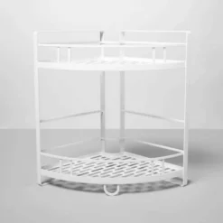 Punched Metal 2-Tier Corner Shelf White - Brightroom™: Kitchen Storage Organizer, Iron Under Sink Shelf 7 Punched Metal 2-Tier Corner Shelf White - Brightroom™: Kitchen Storage Organizer, Iron Under Sink Shelf -Brightroom GUEST 74e210f2 e0e8 4808 88fa 16c8913f2ce3