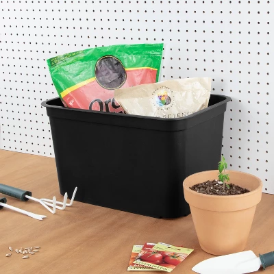 26.2qt Heavy Duty Storage Bin - Brightroom™: Black Plastic, Stackable & Portable, Universal Storage Solution 4 26.2qt Heavy Duty Storage Bin - Brightroom™: Black Plastic, Stackable & Portable, Universal Storage Solution - Image 2