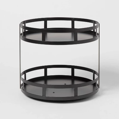 2-Tier Metal Lazy Susan Turntable Black - Brightroom™: Steel Round Serving Tray, Powder-Coated, Countertop/Tabletop 5 2-Tier Metal Lazy Susan Turntable Black - Brightroom™: Steel Round Serving Tray, Powder-Coated, Countertop/Tabletop - Image 3