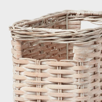 White Washed Woven Rattan Bin Small - Brightroom™ 4 White Washed Woven Rattan Bin Small - Brightroom™ - Image 2