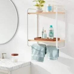 Wood Wall Shelf White Metal - Brightroomâ„¢