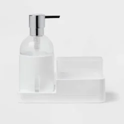 Plastic Soap Pump With Silicone Holder With Caddy & Tray White - Brightroom™: Kitchen Soap Caddy Dispenser 9 Plastic Soap Pump With Silicone Holder With Caddy & Tray White - Brightroom™: Kitchen Soap Caddy Dispenser -Brightroom GUEST 77e9c79a d350 4602 b473 e32efc1eec16
