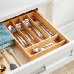 Natural 5 Compartment Flatware Drawer Organizer Brown - Brightroomâ„¢: Silverware & Utensils Holder, In-Drawer Storage