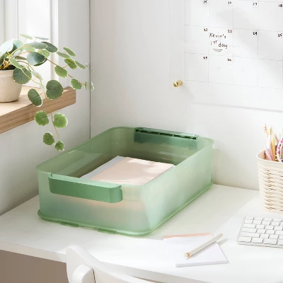 Click In Place 10qt Plastic Storage Bin For Home And Office Organization Green Tint - Brightroom™ 3 Click In Place 10qt Plastic Storage Bin For Home And Office Organization Green Tint - Brightroom™