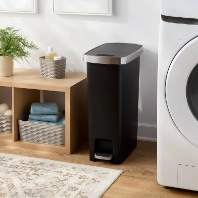 45L Slim Resin Step Trash Can With Stainless Band - Brightroom™ 3 45L Slim Resin Step Trash Can With Stainless Band - Brightroom™