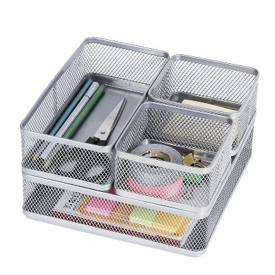Mesh Desk Organizer Silver - Brightroom™: Steel Office Supplies, Desk Drawer Organizer, 8"x8"x4.5" 6 Mesh Desk Organizer Silver - Brightroom™: Steel Office Supplies, Desk Drawer Organizer, 8"x8"x4.5" - Image 4