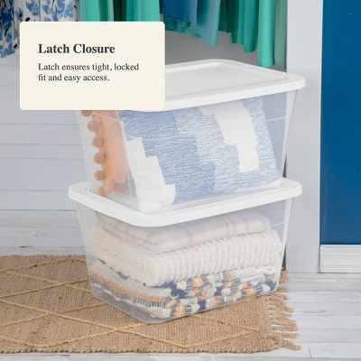 56qt Clear Non-Latching Storage Box With White Lid - Brightroom™ 5 56qt Clear Non-Latching Storage Box With White Lid - Brightroom™ - Image 3