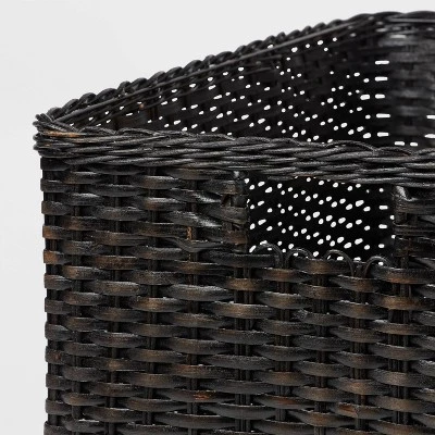 XL Washed Woven Rattan Crate Black - Brightroom™: Decorative Storage Basket, Rectangle, Air Dry, 22"x15"x13.25" 4 XL Washed Woven Rattan Crate Black - Brightroom™: Decorative Storage Basket, Rectangle, Air Dry, 22"x15"x13.25" - Image 2