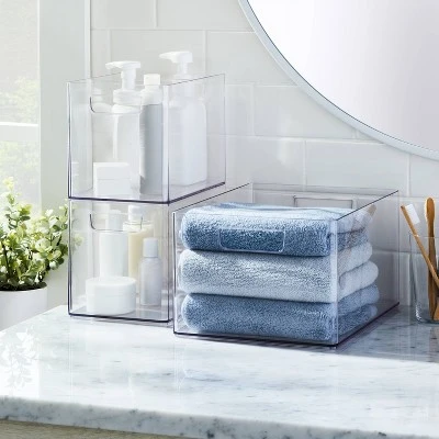 Bathroom Organizer Bin With Handles Clear - Brightroom™ 3 Bathroom Organizer Bin With Handles Clear - Brightroom™