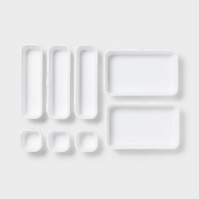 8pc Plastic Drawer Organizer Set White - Brightroom™: Modern In-Drawer Flatware Storage, Multiple Compartments, Dishwasher-Safe 5 8pc Plastic Drawer Organizer Set White - Brightroom™: Modern In-Drawer Flatware Storage, Multiple Compartments, Dishwasher-Safe - Image 3