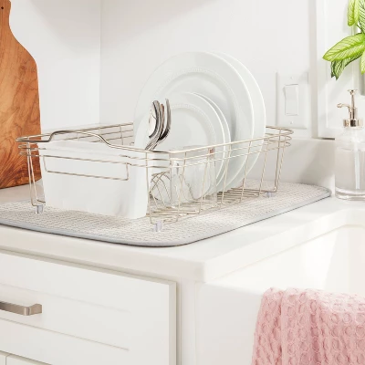 18"x 24" Drying Mat Light Gray - Brightroom™: Polyester Dish Mat For Kitchen, Machine Washable 3 18"x 24" Drying Mat Light Gray - Brightroom™: Polyester Dish Mat For Kitchen, Machine Washable