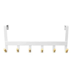 Mixed Material Over The Door 6 Hooks Rail Matte White - Brightroom™