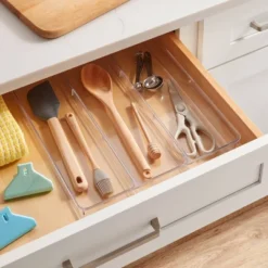 3 Compartment Plastic Drawer Flatware Organizer - Brightroomâ„¢: Clear In-Drawer Storage, Contemporary Style, 16"x13"