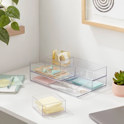 Acrylic Desk Drawer Organizer Clear - Brightroom™: Office & Stationery Holder, 20% Recycled Plastic, 12"x8"x4" 2 Acrylic Desk Drawer Organizer Clear - Brightroom™: Office & Stationery Holder, 20% Recycled Plastic, 12"x8"x4"