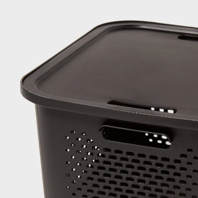 Decorative Plastic Lid Black - Brightroom™: Storage Bin Lid, Universal Placement, Cut-Out Handles, 14.72"x12.52" 4 Decorative Plastic Lid Black - Brightroom™: Storage Bin Lid, Universal Placement, Cut-Out Handles, 14.72"x12.52" - Image 2