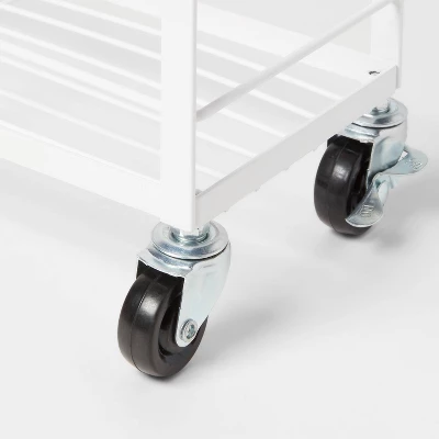 Skinny Storage Cart Matte White - Brightroom™: Iron Utility Cart, No Assembly, Narrow Profile 4 Skinny Storage Cart Matte White - Brightroom™: Iron Utility Cart, No Assembly, Narrow Profile - Image 2