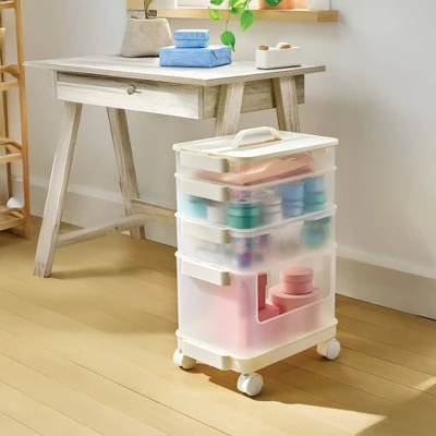 7pc Click In Place Rolling Storage Cart Kit Plastic Storage Home And Office Organization - Brightroom™ 4 7pc Click In Place Rolling Storage Cart Kit Plastic Storage Home And Office Organization - Brightroom™ - Image 2