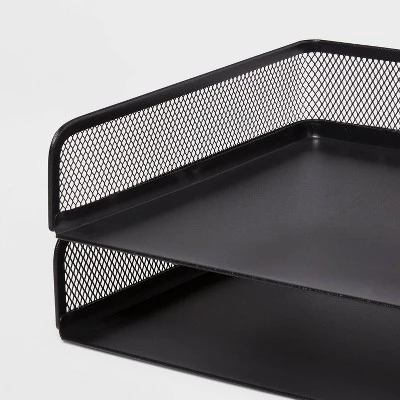 Mesh Stacking Letter Tray With Wide Side Opening Black - Brightroom™ 4 Mesh Stacking Letter Tray With Wide Side Opening Black - Brightroom™ - Image 2