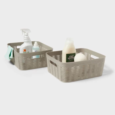 2pk Wave Medium Decorative Basket Gray - Brightroom™ 5 2pk Wave Medium Decorative Basket Gray - Brightroom™ - Image 3
