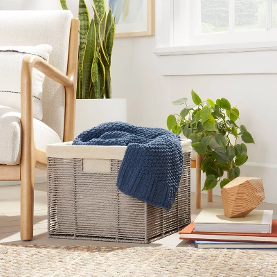 14.75" X 13" X 11" Large Lined Woven Milk Crate Gray - Brightroom™: Decorative Storage Basket, Rectangle, Traditional Style 3 14.75" X 13" X 11" Large Lined Woven Milk Crate Gray - Brightroom™: Decorative Storage Basket, Rectangle, Traditional Style