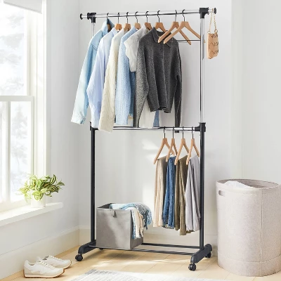 Adjustable Double Rod Garment Rack - Brightroom™ 3 Adjustable Double Rod Garment Rack - Brightroom™