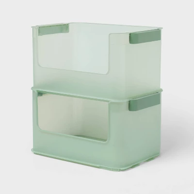 Click In Place 20.7qt Open Front Plastic Storage Bin For Home And Office Organization Green Tint - Brightroom™ 5 Click In Place 20.7qt Open Front Plastic Storage Bin For Home And Office Organization Green Tint - Brightroom™ - Image 3