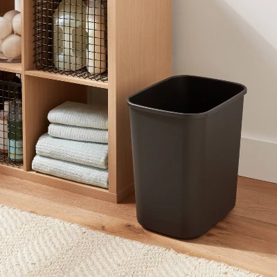 7gal Wastebasket Black - Brightroom™: Compact 7.7 Gallon Indoor Trash Can, Rectangle, Polypropylene, Open Top, Dorm Use 3 7gal Wastebasket Black - Brightroom™: Compact 7.7 Gallon Indoor Trash Can, Rectangle, Polypropylene, Open Top, Dorm Use