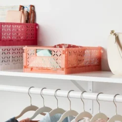 Rectangular Plastic Foldable Medium Crate Orange - Brightroomâ„¢