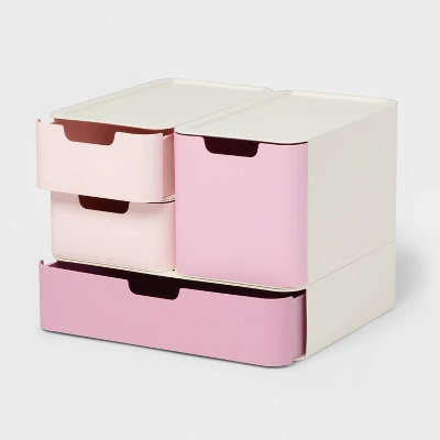 Modular Storage Drawer Set Pink - Brightroom™ 4 Modular Storage Drawer Set Pink - Brightroom™ - Image 2