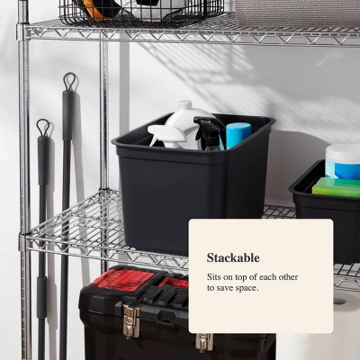 26.2qt Heavy Duty Storage Bin - Brightroom™: Black Plastic, Stackable & Portable, Universal Storage Solution 5 26.2qt Heavy Duty Storage Bin - Brightroom™: Black Plastic, Stackable & Portable, Universal Storage Solution - Image 3