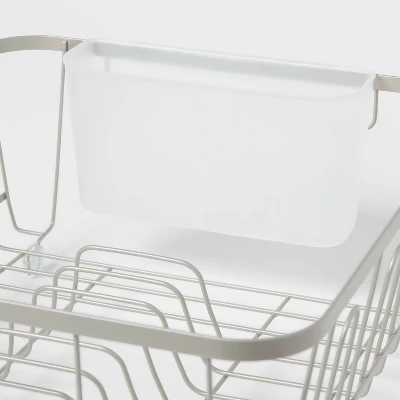 Small Steel Dish Drainer Brushed Nickel - Brightroom™: Freestanding Dish Drying Rack With Utensil Holder 4 Small Steel Dish Drainer Brushed Nickel - Brightroom™: Freestanding Dish Drying Rack With Utensil Holder - Image 2