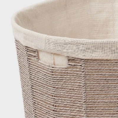 Twisted Paper Rope Oval Laundry Basket - Brightroom™: Gray, Removable Liner, 252 Volume, 2 Handles 4 Twisted Paper Rope Oval Laundry Basket - Brightroom™: Gray, Removable Liner, 252 Volume, 2 Handles - Image 2