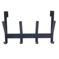 Heavy Duty Over The Door 4 Hooks Rail Matte Black - Brightroom™