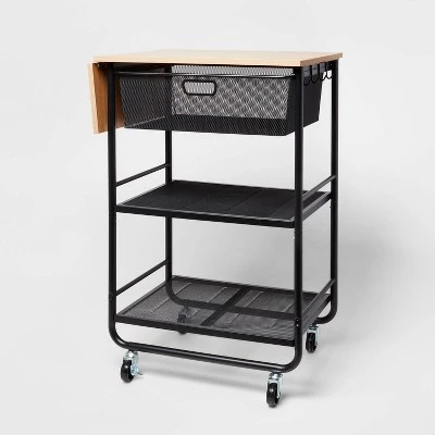 Metal Storage Cart With Mesh Drawer And Wood Top - Brightroom™ 6 Metal Storage Cart With Mesh Drawer And Wood Top - Brightroom™ - Image 4