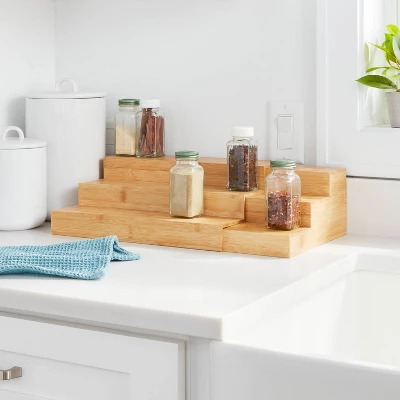 Bamboo Expandable Spice Rack Brown - Brightroom™: Freestanding Spice Organizer, Varnished Kitchen Shelf, 14" Width 3 Bamboo Expandable Spice Rack Brown - Brightroom™: Freestanding Spice Organizer, Varnished Kitchen Shelf, 14" Width