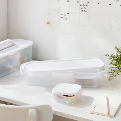 Click In Place Slim Lid For Plastic Storage Bins For Home And Office Organization White - Brightroom™ 3 Click In Place Slim Lid For Plastic Storage Bins For Home And Office Organization White - Brightroom™