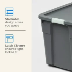12gal Latching Storage Tote - Brightroom™: Stackable Gray Utility Bin With Lid, Portable Universal Organizer 10 12gal Latching Storage Tote - Brightroom™: Stackable Gray Utility Bin With Lid, Portable Universal Organizer -Brightroom GUEST c411b0b2 f708 4c68 acbb d6d0338906b3