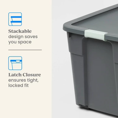 12gal Latching Storage Tote - Brightroom™: Stackable Gray Utility Bin With Lid, Portable Universal Organizer 6 12gal Latching Storage Tote - Brightroom™: Stackable Gray Utility Bin With Lid, Portable Universal Organizer - Image 4