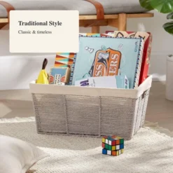 17" X 12" X 8" Large Woven Twisted Paper Rope Tapered Basket Gray - Brightroom™ 8 17" X 12" X 8" Large Woven Twisted Paper Rope Tapered Basket Gray - Brightroom™ -Brightroom GUEST c7571cc9 f898 4260 b342 26d81c859c6c