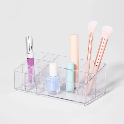 Bathroom Plastic 9 Slot Mixed Cosmetic Organizer Clear - Brightroom™: Makeup & Vanity Organizer Tray For Bathroom Countertop 5 Bathroom Plastic 9 Slot Mixed Cosmetic Organizer Clear - Brightroom™: Makeup & Vanity Organizer Tray For Bathroom Countertop - Image 3