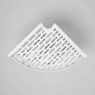 Punched Metal 2-Tier Corner Shelf White - Brightroom™: Kitchen Storage Organizer, Iron Under Sink Shelf 4 Punched Metal 2-Tier Corner Shelf White - Brightroom™: Kitchen Storage Organizer, Iron Under Sink Shelf - Image 2